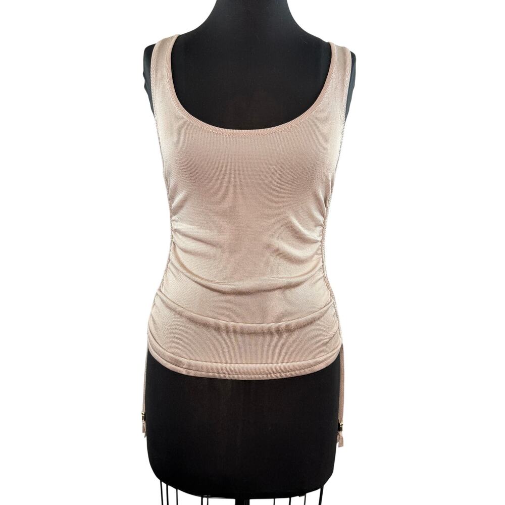 WHBM White House Black Market Beige Mesh Cinched Tank Top Size X-Small XS NWD